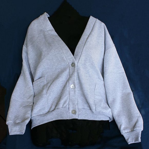 vintage grey 3-button cardigan sweatshirt - NWOT - Picture 1 of 3